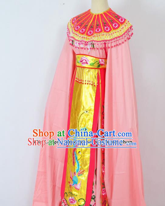 Chinese Ancient Palace Princess Embroidered Pink Dress Traditional Peking Opera Actress Costumes for Adults