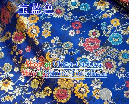 Traditional Chinese Royal Peony Pattern Royalblue Brocade Tang Suit Fabric Silk Fabric Asian Material