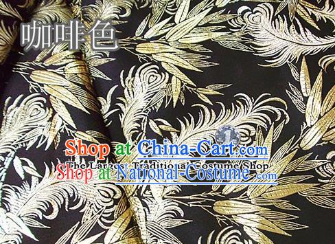 Traditional Chinese Royal Feather Bamboo Pattern Brown Brocade Tang Suit Fabric Silk Fabric Asian Material