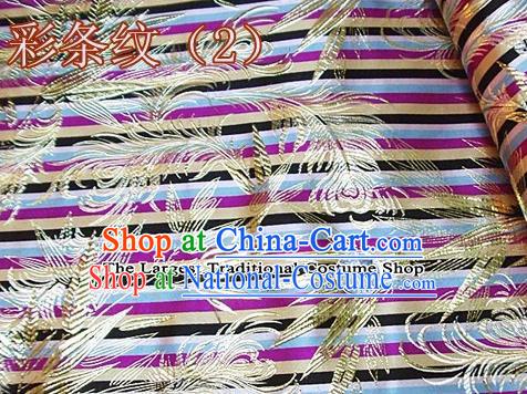 Traditional Chinese Royal Feather Bamboo Pattern Colorful Brocade Tang Suit Fabric Silk Fabric Asian Material