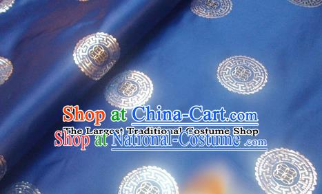 Traditional Chinese Royal Coins Pattern Blue Brocade Tang Suit Fabric Silk Fabric Asian Material