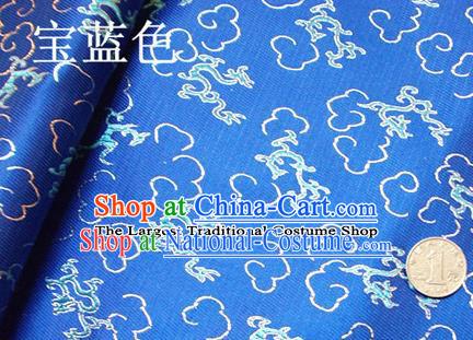 Traditional Chinese Royal Dragons Pattern Royalblue Brocade Tang Suit Fabric Silk Fabric Asian Material