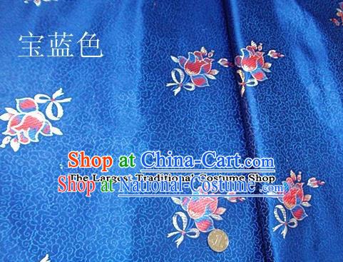 Traditional Chinese Royal Tulipa Pattern Royalblue Brocade Tang Suit Fabric Silk Fabric Asian Material