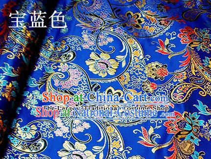 Traditional Chinese Royal Pattern Royalblue Brocade Tang Suit Fabric Silk Fabric Asian Material