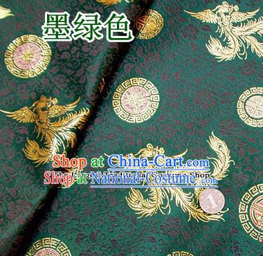 Traditional Chinese Green Brocade Tang Suit Royal Phoenix Pattern Fabric Silk Fabric Asian Material