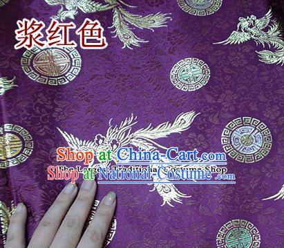 Traditional Chinese Purple Brocade Tang Suit Royal Phoenix Pattern Fabric Silk Fabric Asian Material