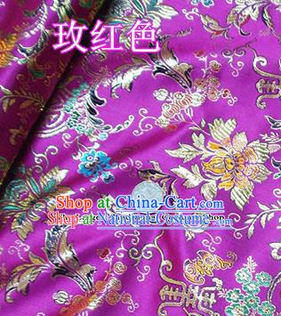 Traditional Chinese Rosy Brocade Tang Suit Palace Fabric Silk Fabric Asian Material