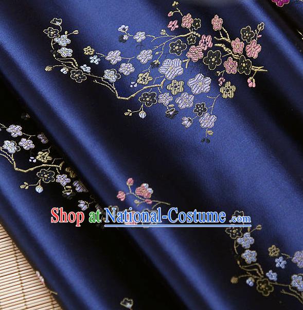 Traditional Asian Classical Pattern Royalblue Brocade Cloth Drapery Korean Hanbok Palace Satin Silk Fabric