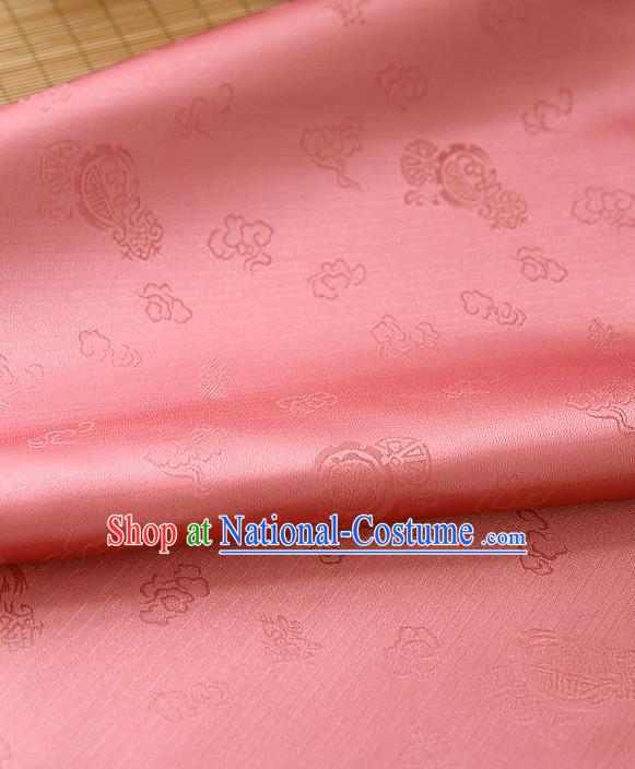 Traditional Asian Classical Pattern Watermelon Red Brocade Cloth Drapery Korean Hanbok Palace Satin Silk Fabric