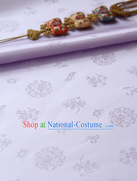 Traditional Asian Classical Pattern Lilac Brocade Cloth Drapery Korean Hanbok Palace Satin Silk Fabric