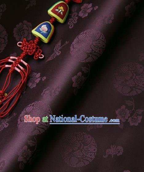 Asian Traditional Classical Pattern Brown Brocade Cloth Drapery Korean Hanbok Palace Satin Silk Fabric