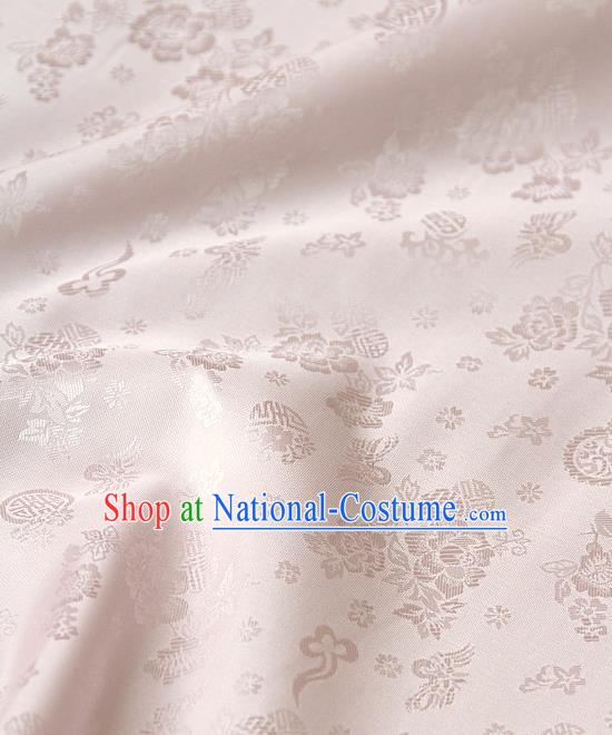 Asian Traditional Classical Peony Pattern Pink Brocade Cloth Drapery Korean Hanbok Palace Satin Silk Fabric