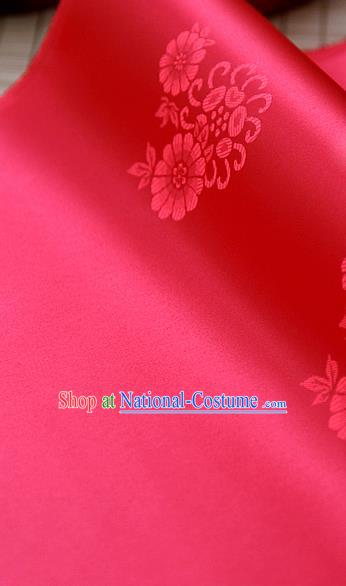 Asian Traditional Classical Pattern Red Brocade Cloth Drapery Korean Hanbok Palace Satin Silk Fabric