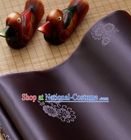 Asian Traditional Classical Pattern Brown Brocade Cloth Drapery Korean Hanbok Palace Satin Silk Fabric