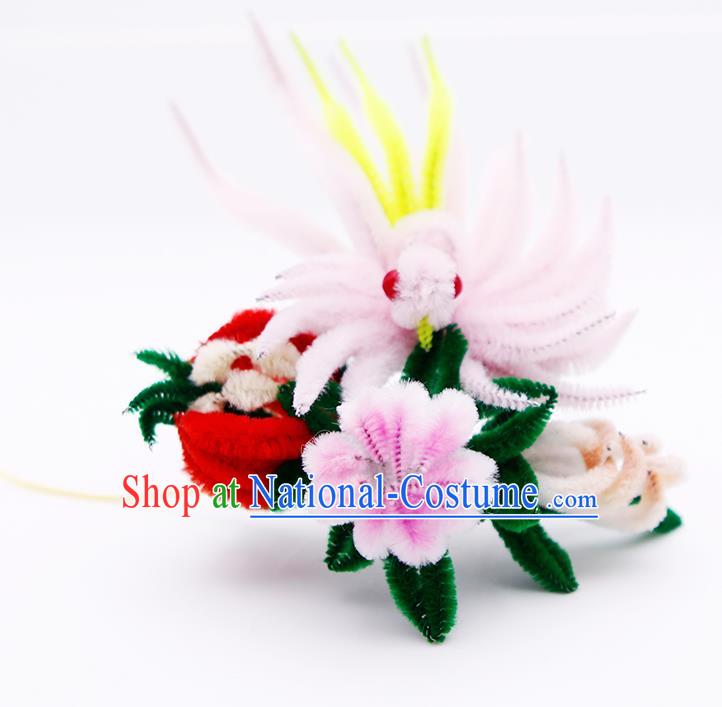 Chinese Traditional Hair Accessories Ancient Princess Velver Chrysanthemum Hairpins for Women