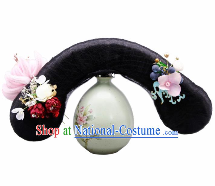 Chinese Traditional Qing Dynasty Hair Accessories Ancient Wigs and Hairpins for Women