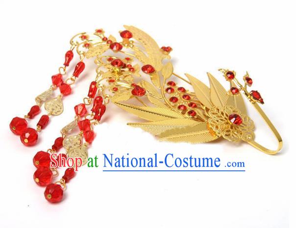 Chinese Traditional Hair Accessories Ancient Princess Golden Hairpins Headwear for Women