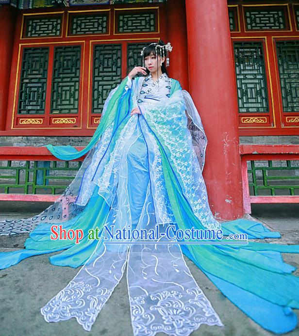 Chinese Traditional Ancient Peri Princess Hanfu Dress Swordswoman Costumes for Women