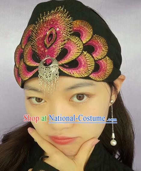 Chinese Traditional Embroidered Headscarf Yunnan Dai Minority Hat for Women