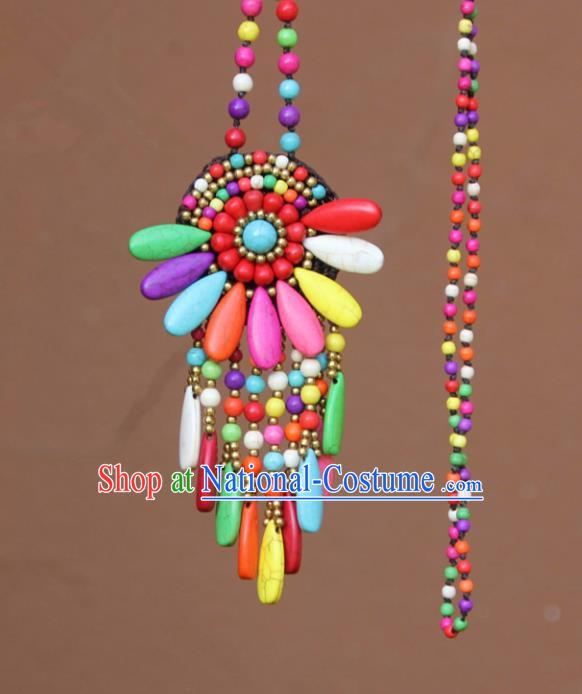 Chinese Traditional Jewelry Accessories Yunnan Minority Colorful Turquoise Necklace for Women