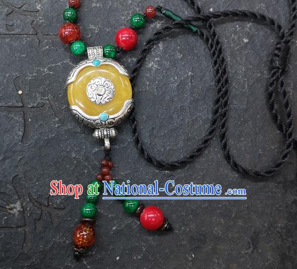 Chinese Traditional Accessories Yunnan Minority Yellow Coloured Glaze Necklace for Women