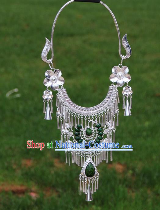 Chinese Ethnic Green Peacock Necklace Traditional National Jewelry Accessories for Women