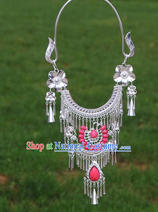 Chinese Ethnic Pink Peacock Necklace Traditional National Jewelry Accessories for Women