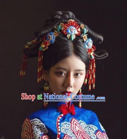 Chinese Handmade Classical Hairpins Cloisonne Hair Accessories Ancient Bride Headwear for Women