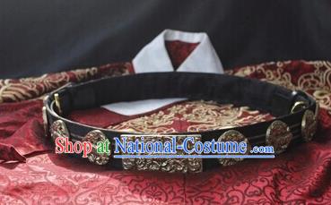 Ancient China Ming Dynasty Imperial Bodyguard Swordsman Leather Belts Waistband for Men