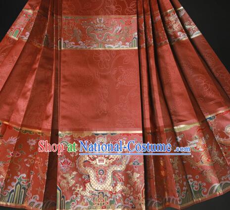 Ancient Chinese Ming Dynasty Palace Empress Costume Embroidered Horse-face Skirt for Women