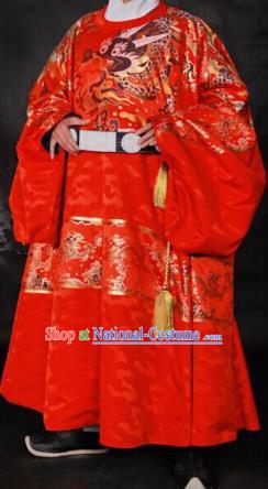 Ancient Chinese Ming Dynasty Palace Emperor Embroidered Wedding Costume for Men