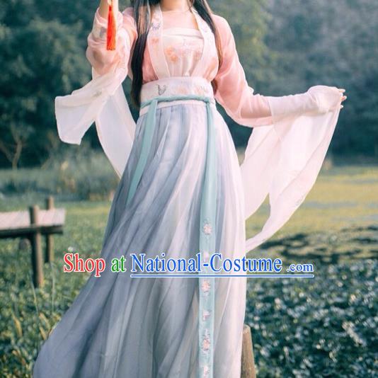 Ancient Chinese Ming Dynasty Young Lady Embroidered Costume, China Ancient Princess Clothing for Women