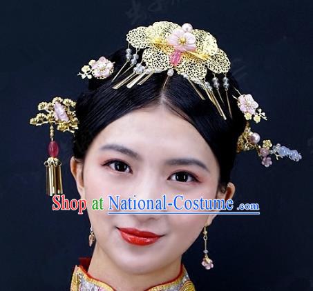 Chinese Handmade Classical Hairpins Ancient Hanfu Xiuhe Suit Headdress Hair Accessories for Women