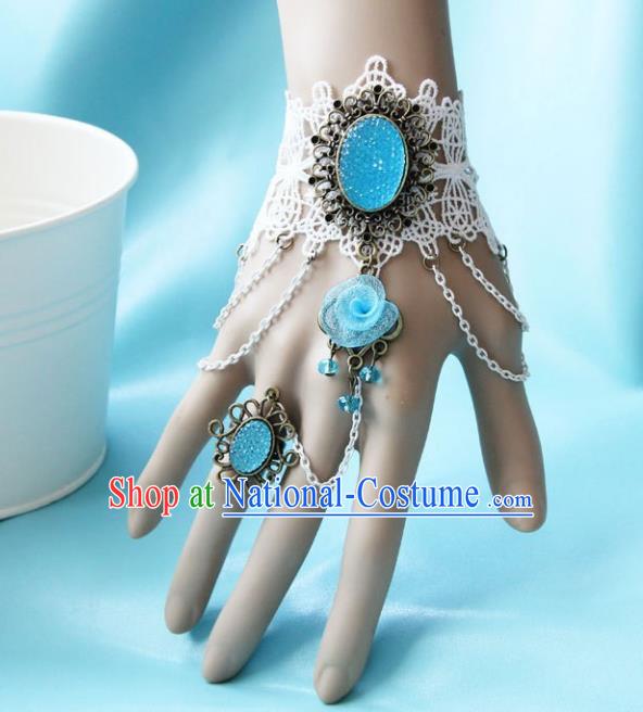 European Western Bride Vintage Jewelry Accessories Renaissance Bohemia Bracelet with Ring for Women