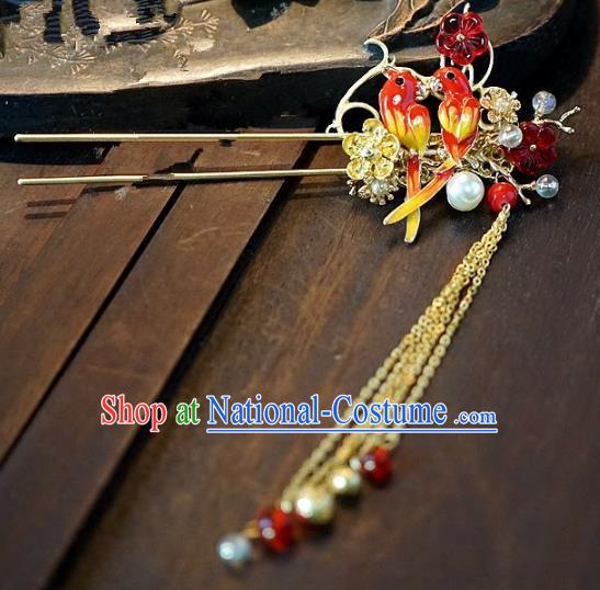 Chinese Handmade Classical Hair Accessories Ancient Hanfu Birds Hairpins for Women