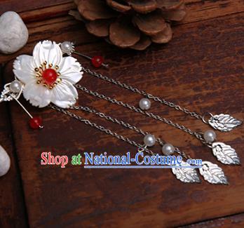 Traditional Handmade Chinese Ancient Classical Hair Accessories Shell Flowers Red Bead Hairpins for Women