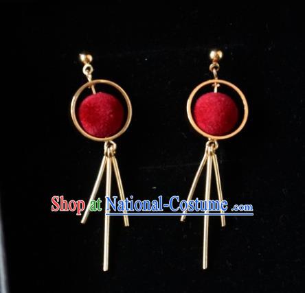 European Western Bride Vintage Red Earbob Accessories Renaissance Earrings for Women