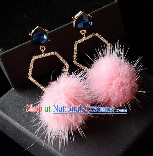 European Western Bride Vintage Crystal Pink Earbob Accessories Renaissance Earrings for Women