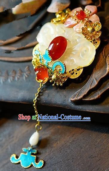 Asian Chinese Traditional Handmade Jewelry Accessories Brooch Jade Breastpin for Women