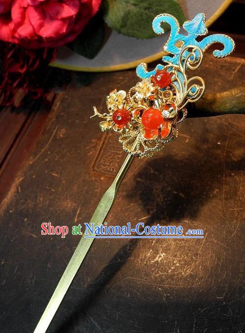 Chinese Handmade Classical Golden Hairpins Ancient Hanfu Wedding Hair Accessories for Women