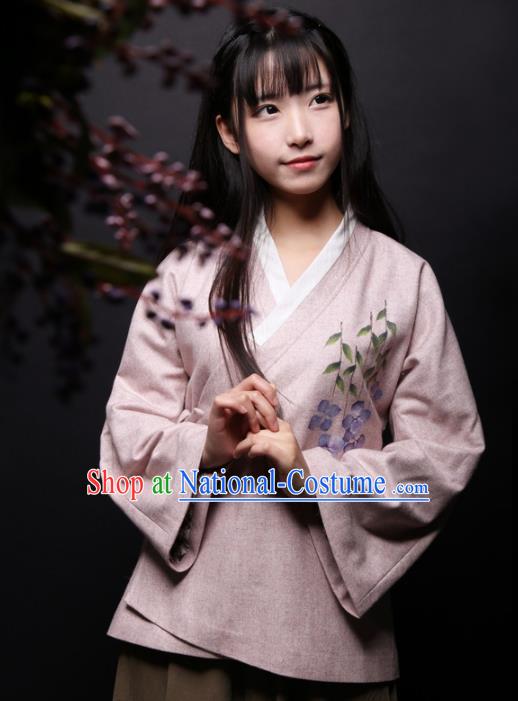 Traditional Chinese National Costume Printing Blouse Tang Suit Hanfu Shirts for Women