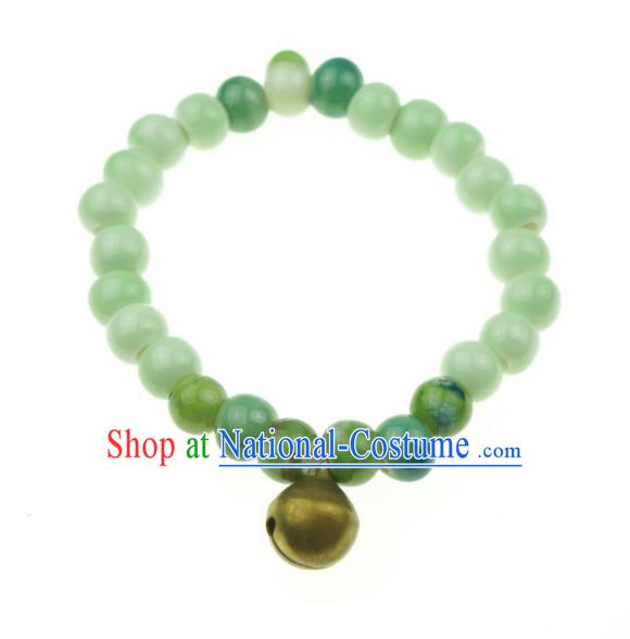 Traditional Chinese Bracelet Accessories Jingdezhen Ceramics Green Beads Bangle for Women