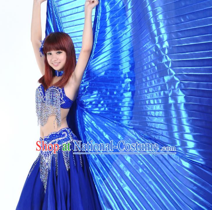 Asian Indian Belly Dance Prop Blue Wings India National Stage Performance Large Wing for Women