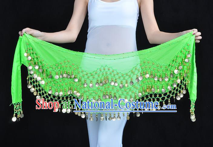 Asian Indian Belly Dance Light Green Silk Waistband Accessories India Raks Sharki Belts for Women