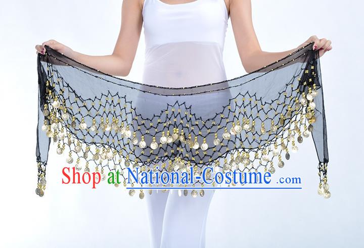 Asian Indian Belly Dance Black Silk Waistband Accessories India Raks Sharki Belts for Women