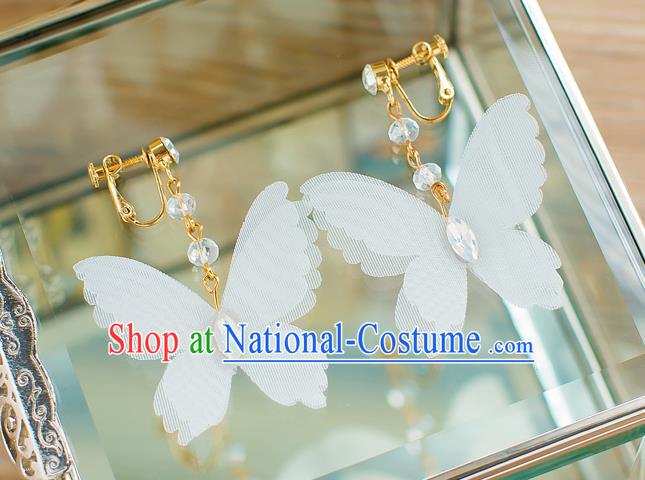 Handmade Classical Wedding Accessories Bride Silk Butterfly Earrings for Women