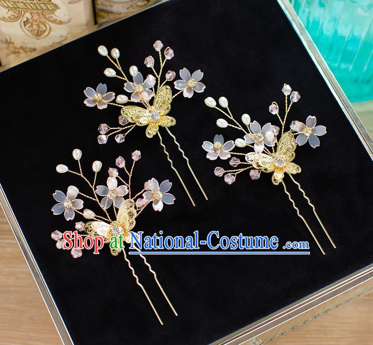 Handmade Classical Wedding Hair Accessories Bride Hair Stick Butterfly Hairpins for Women