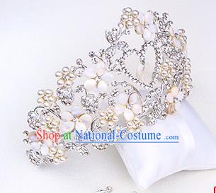 Handmade Classical Hair Accessories Baroque Luxury Crystal Pearls Royal Crown Headwear for Women