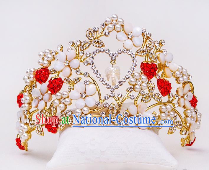 Handmade Classical Hair Accessories Baroque Luxury Crystal Pearls Royal Crown Headwear for Women