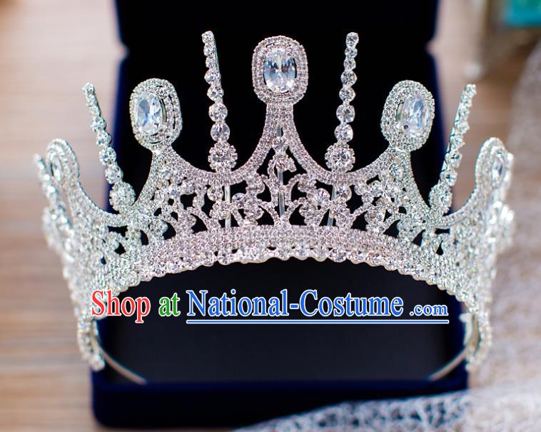 Handmade Classical Hair Accessories Baroque Bride Crystal Zircon Royal Crown Headwear for Women